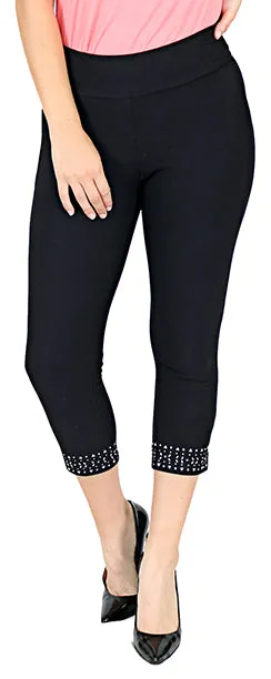 071- Impulse Black Studded Hem Capri