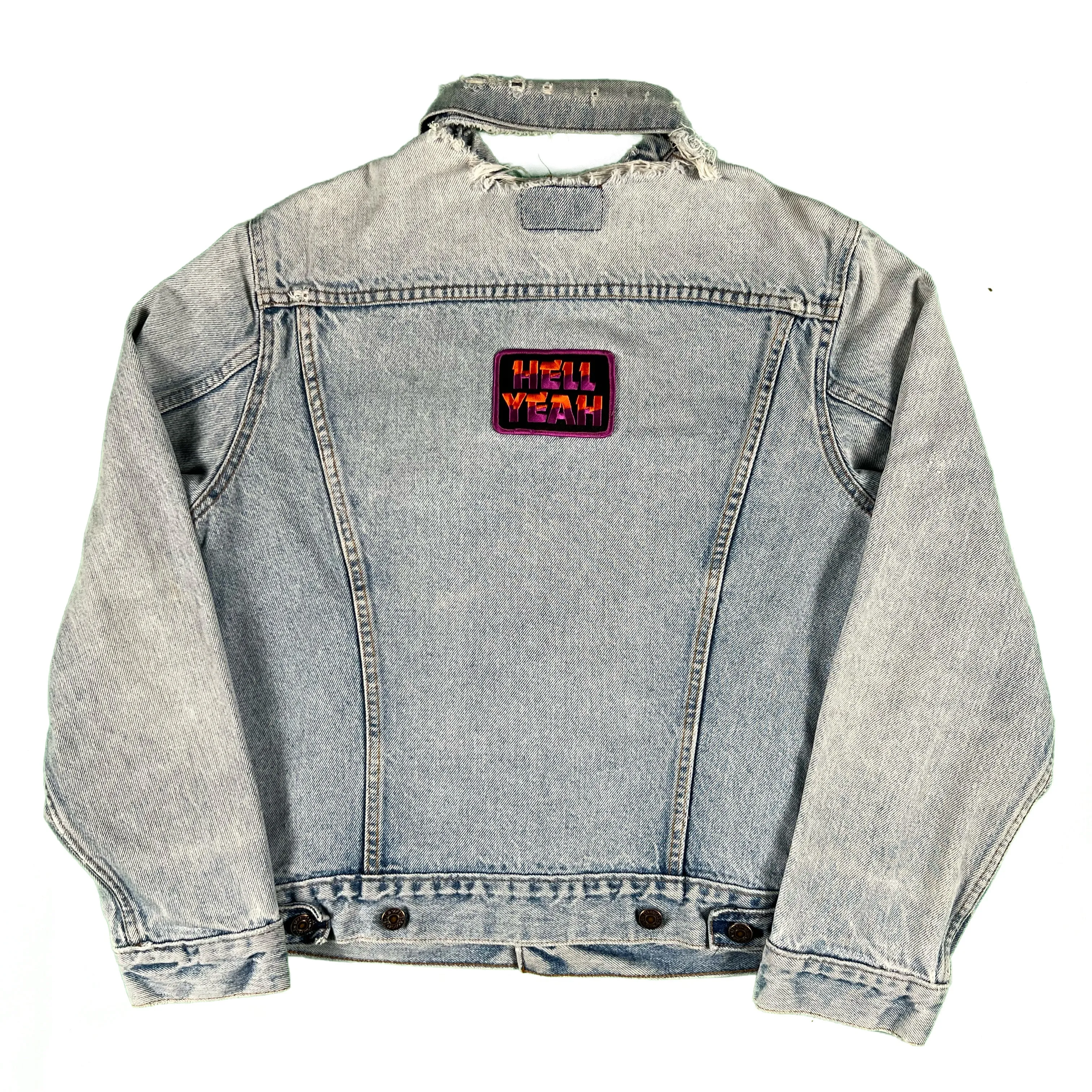 80s 'Hell Yeah' Levi's Trucker Jacket and Waffle Knit Thermal Combo- S