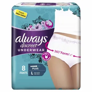 Always Discreet Incontinence Underwear Pant Plus Large 8 Pack