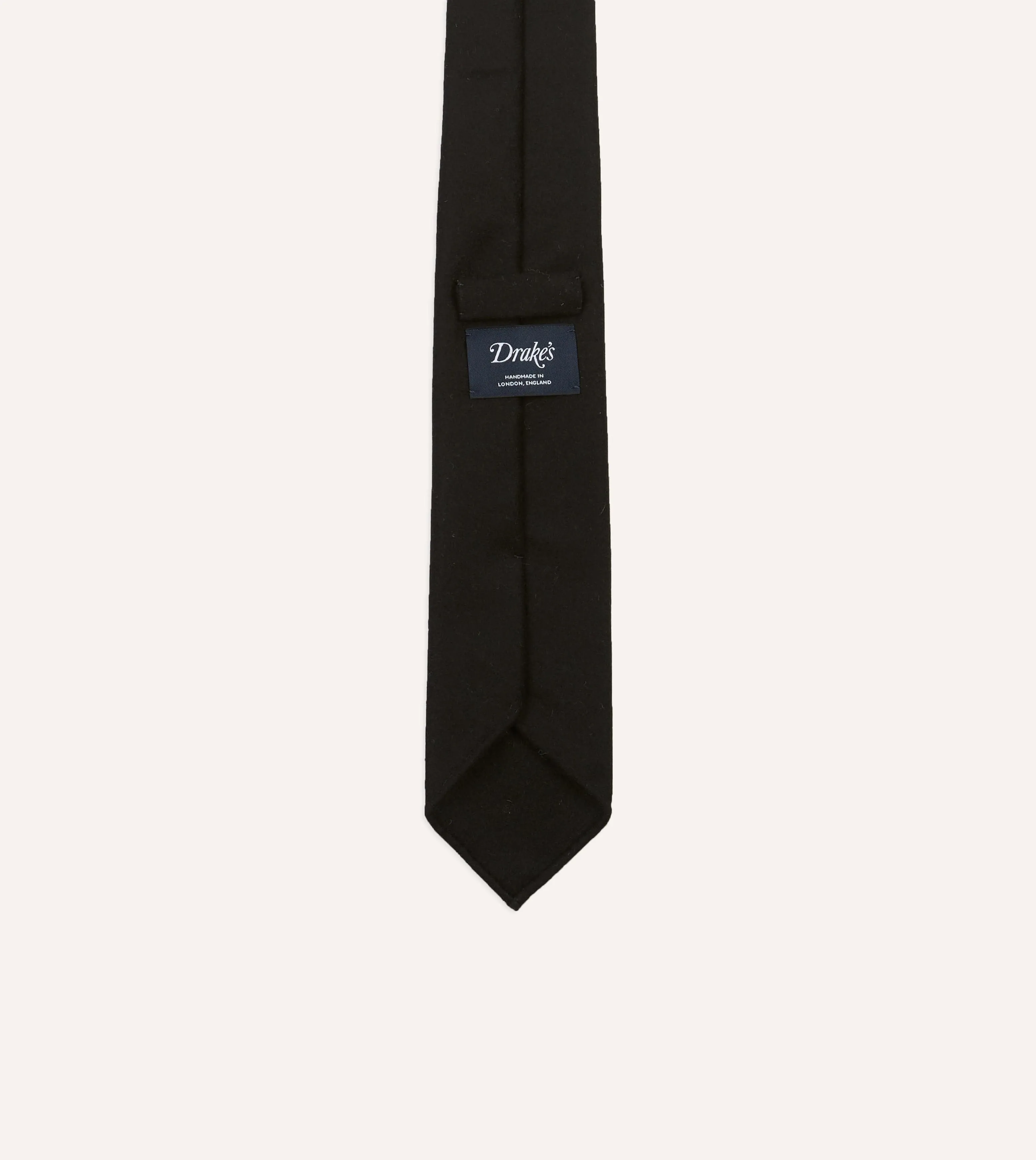 Black Super Fine Merino Wool Self Tipped Tie