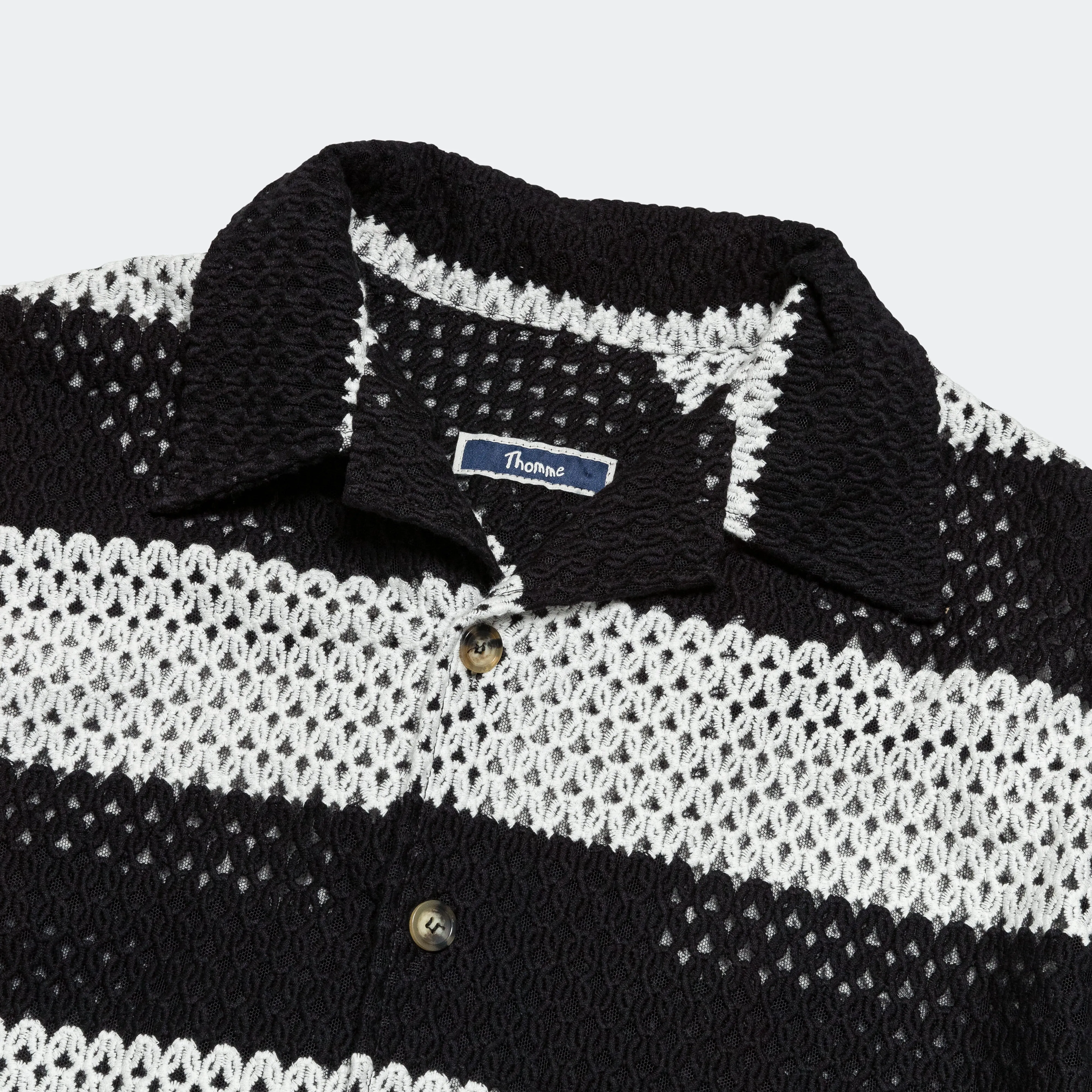 Camp Shirt Striped Lace - Black/White