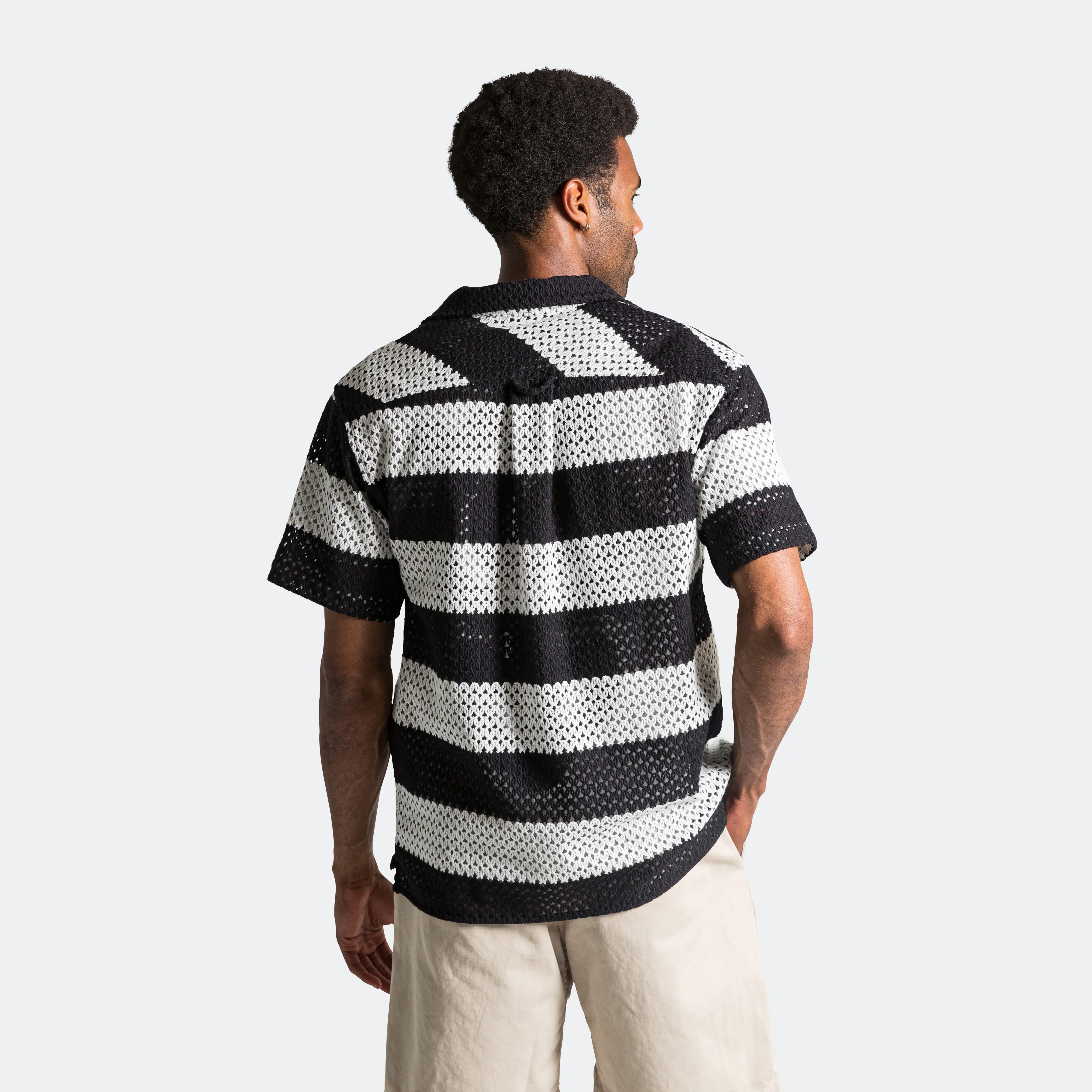 Camp Shirt Striped Lace - Black/White