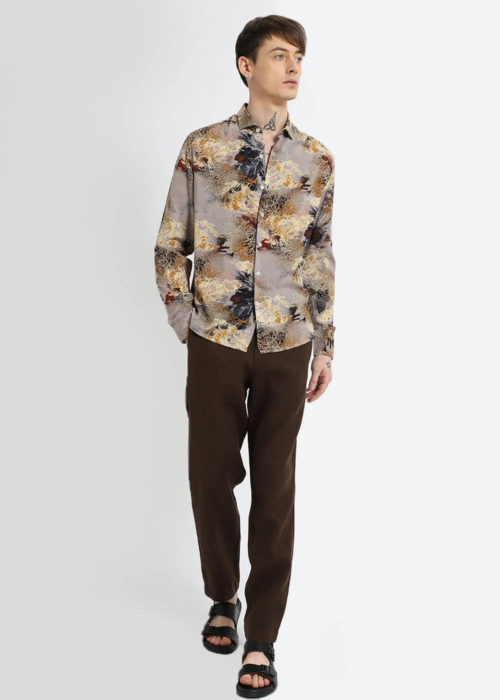 Coral Oasis Tan Feather shirt