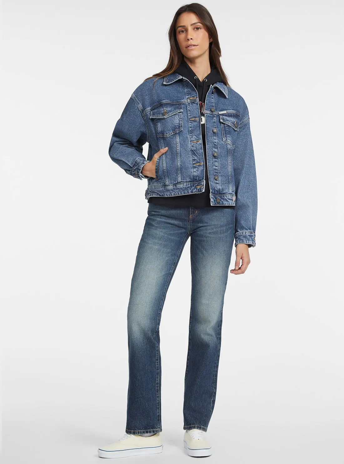 Guess Jeans Blue Denim Oversized Trucker Jacket