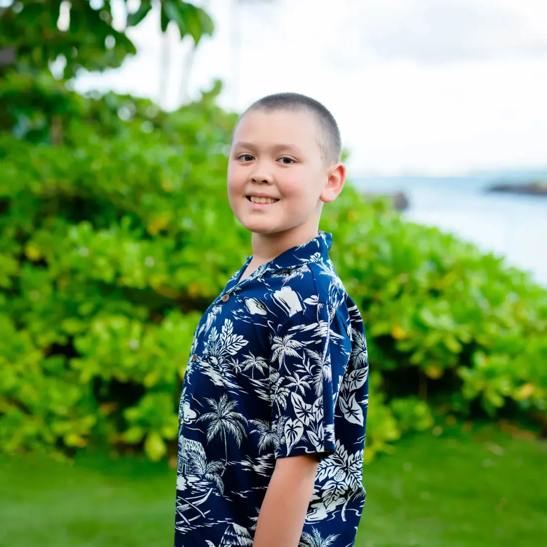 Island Navy Hawaiian Boy Shirt