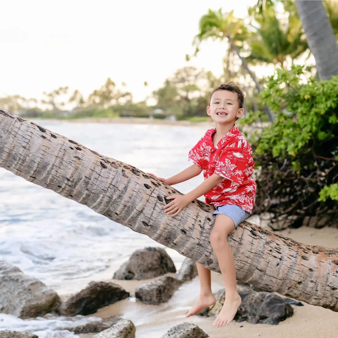 Island Red Hawaiian Boy Shirt