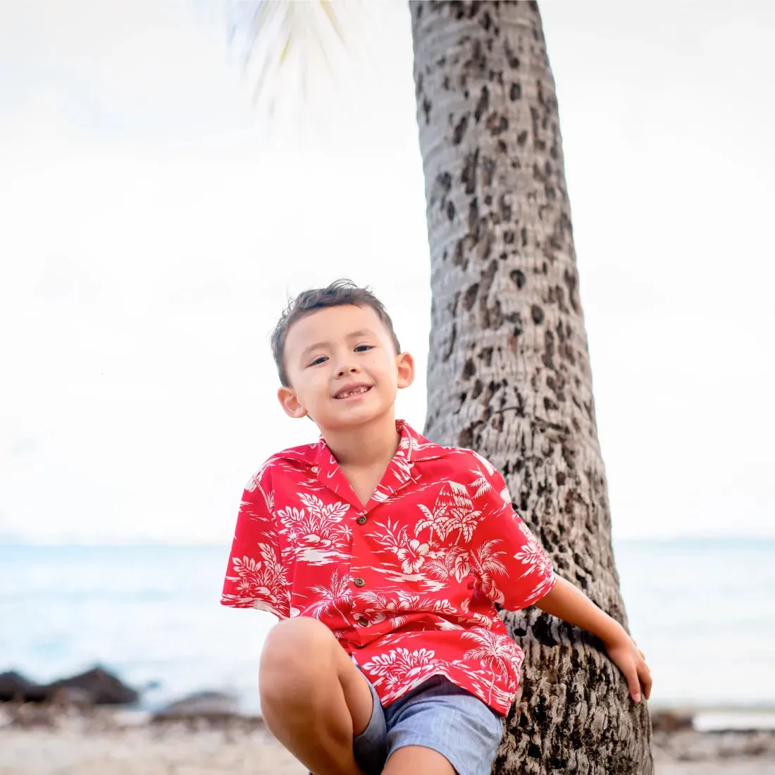 Island Red Hawaiian Boy Shirt