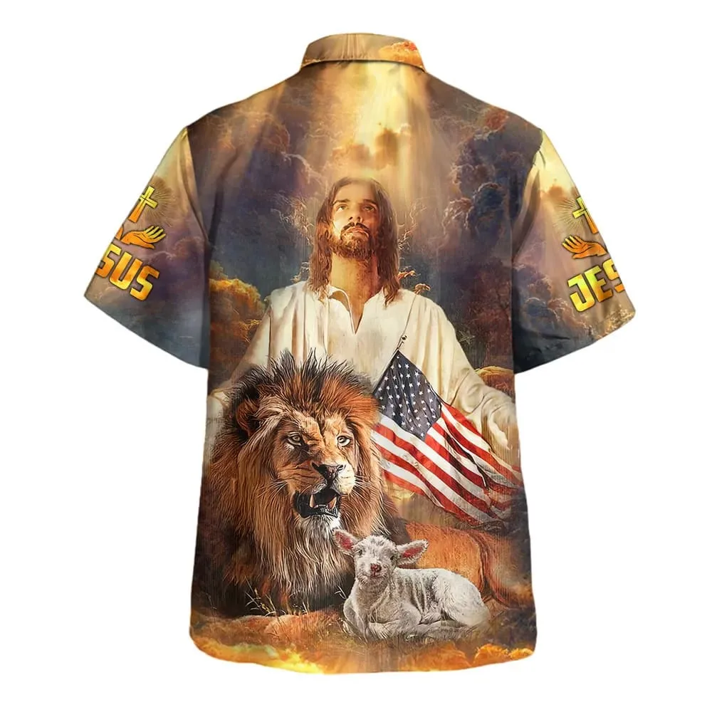 Jesus Lion And The Lamb Hawaiian Shirts For Men - Christian Hawaiian Shirt - Hawaiian Summer Shirts