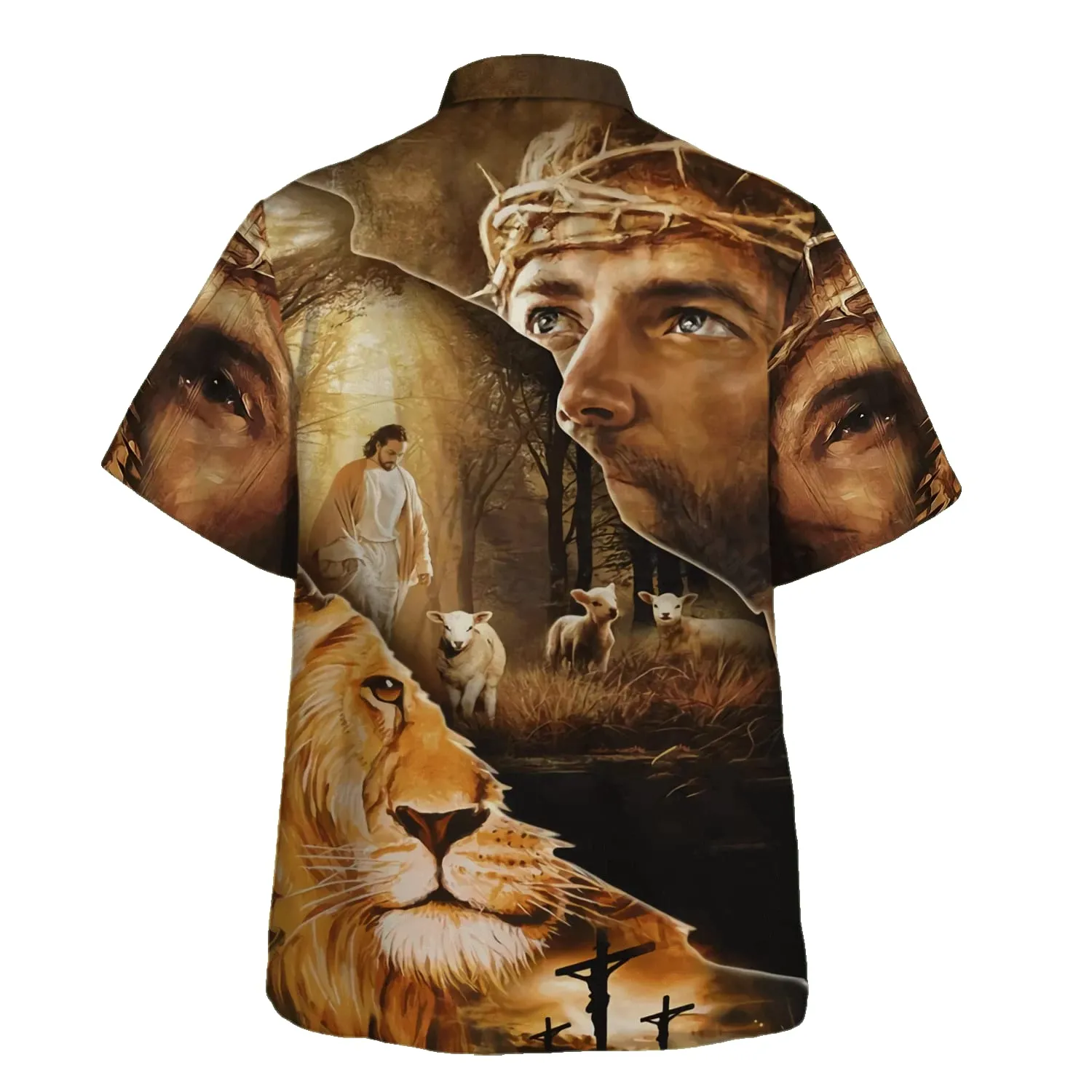 Jesus Lion Lamb Of God Hawaiian Shirts For Men - Christian Hawaiian Shirt - Hawaiian Summer Shirts