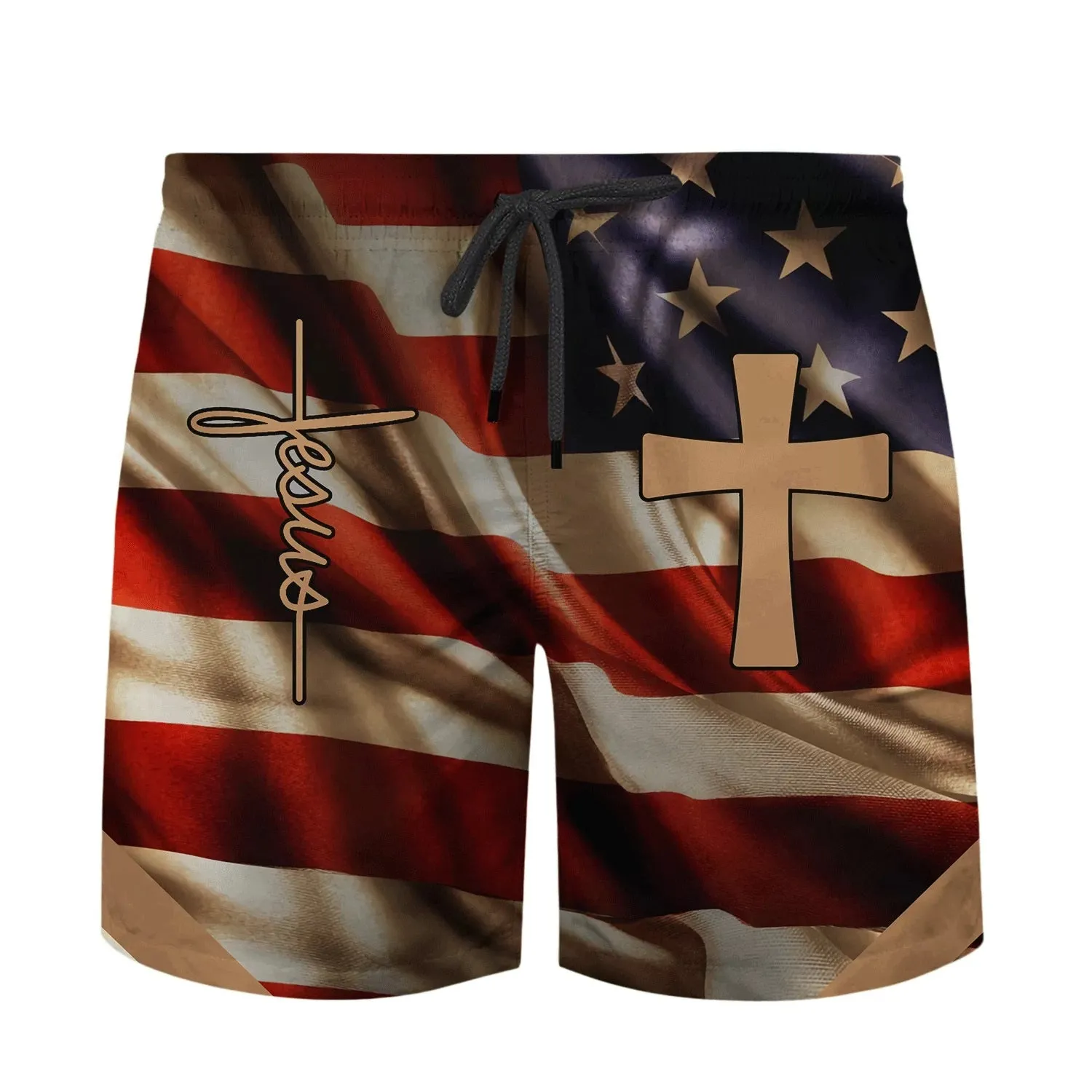 Jesus Lion Of Judah American Flag Hawaiian Shirts For Men - Christian Hawaiian Shirt - Hawaiian Summer Shirts