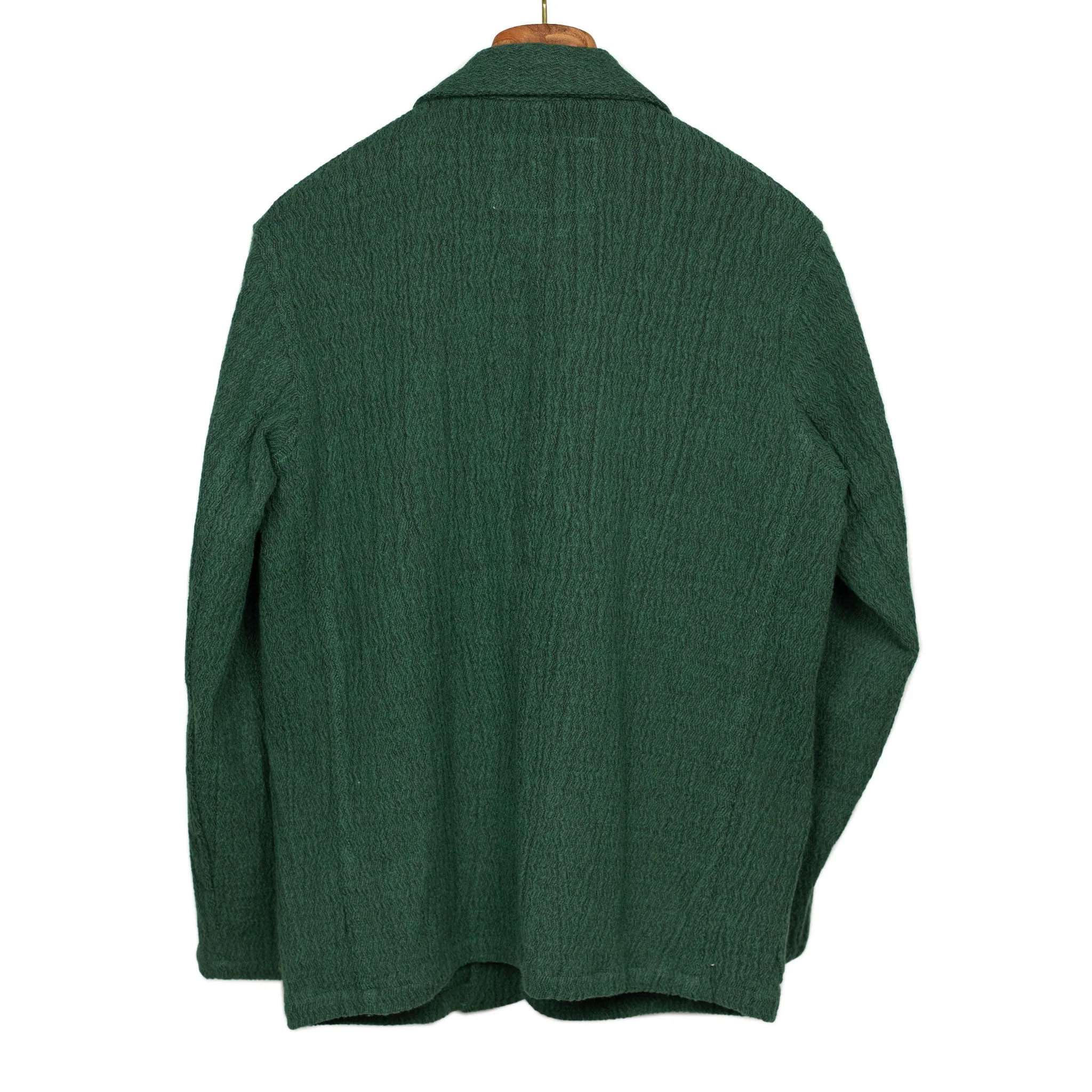 Labura Low Tide chore jacket in green cotton blend jacquard