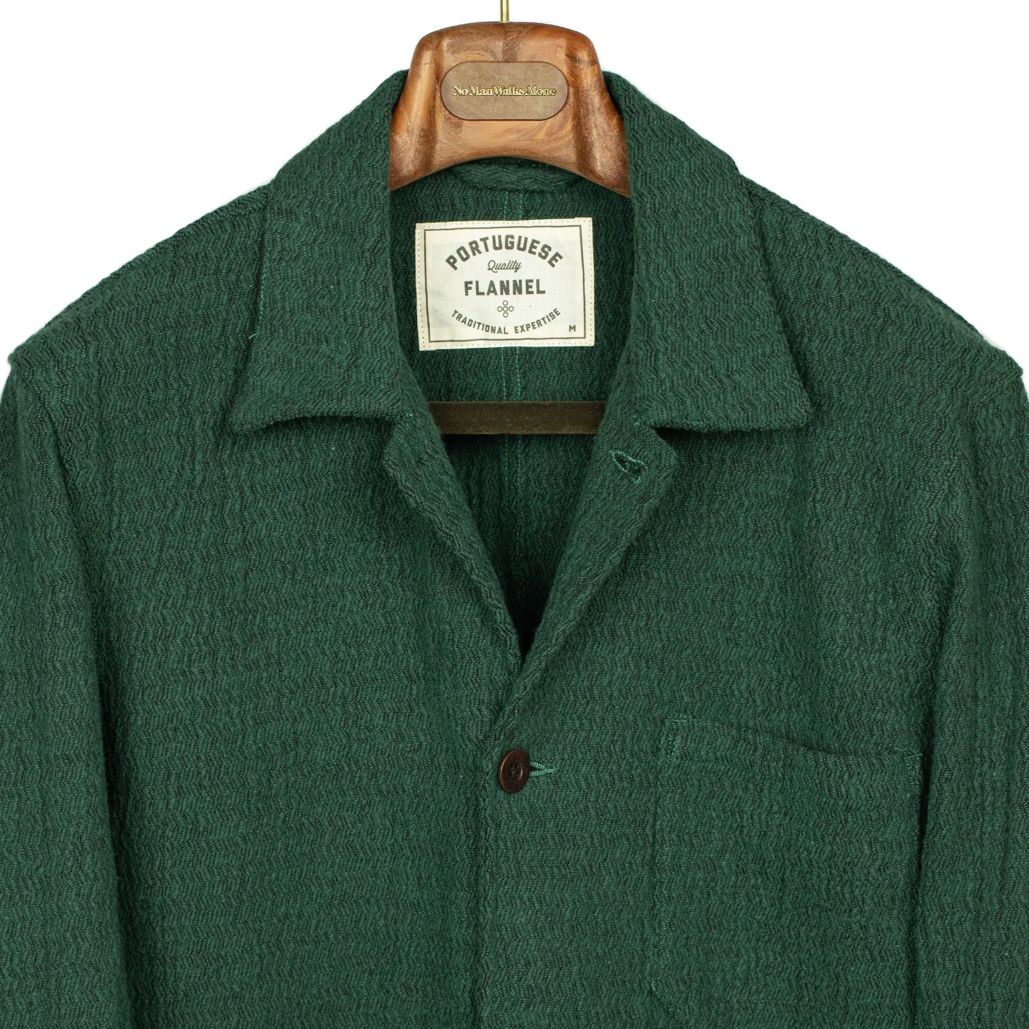 Labura Low Tide chore jacket in green cotton blend jacquard