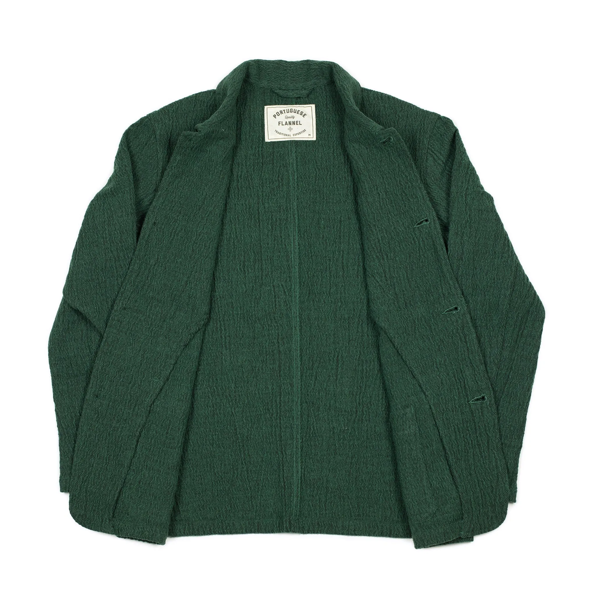 Labura Low Tide chore jacket in green cotton blend jacquard