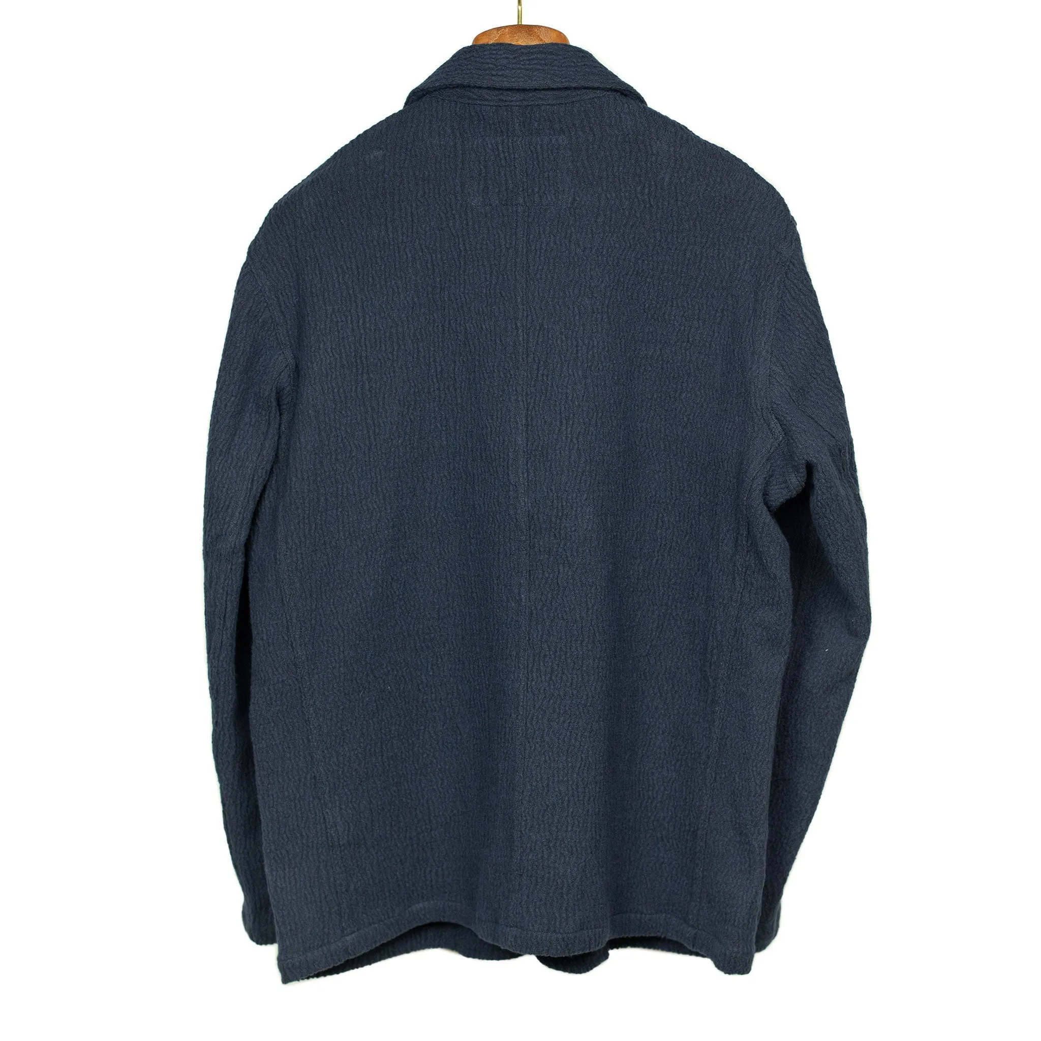 Labura Low Tide chore jacket in navy cotton blend jacquard