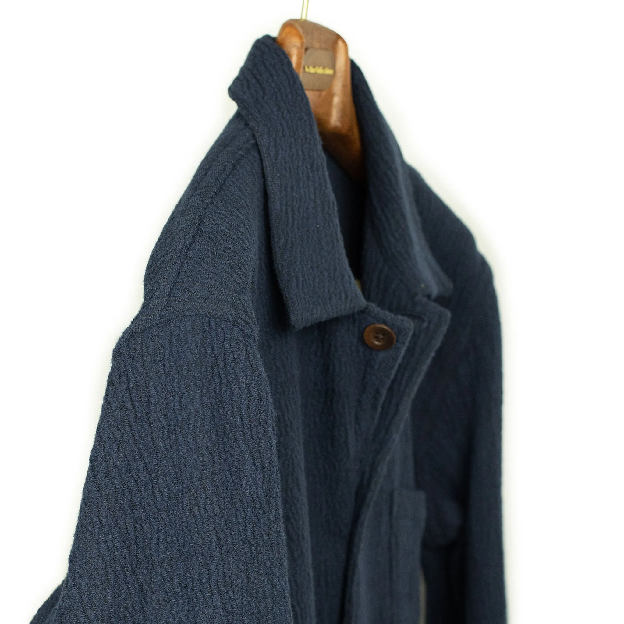 Labura Low Tide chore jacket in navy cotton blend jacquard