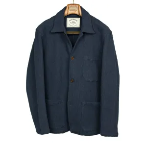 Labura Low Tide chore jacket in navy cotton blend jacquard