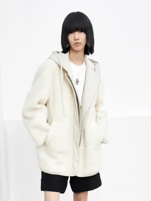 Lamb Wool Hooded Coat