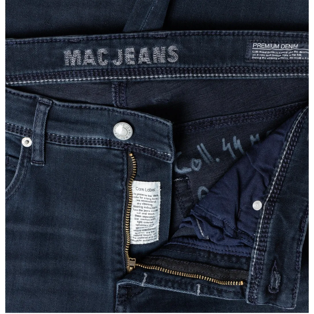 MAC Arne Modern Fit Laft Handed Denim Jeans 0976L Deep Blue Authentic Used