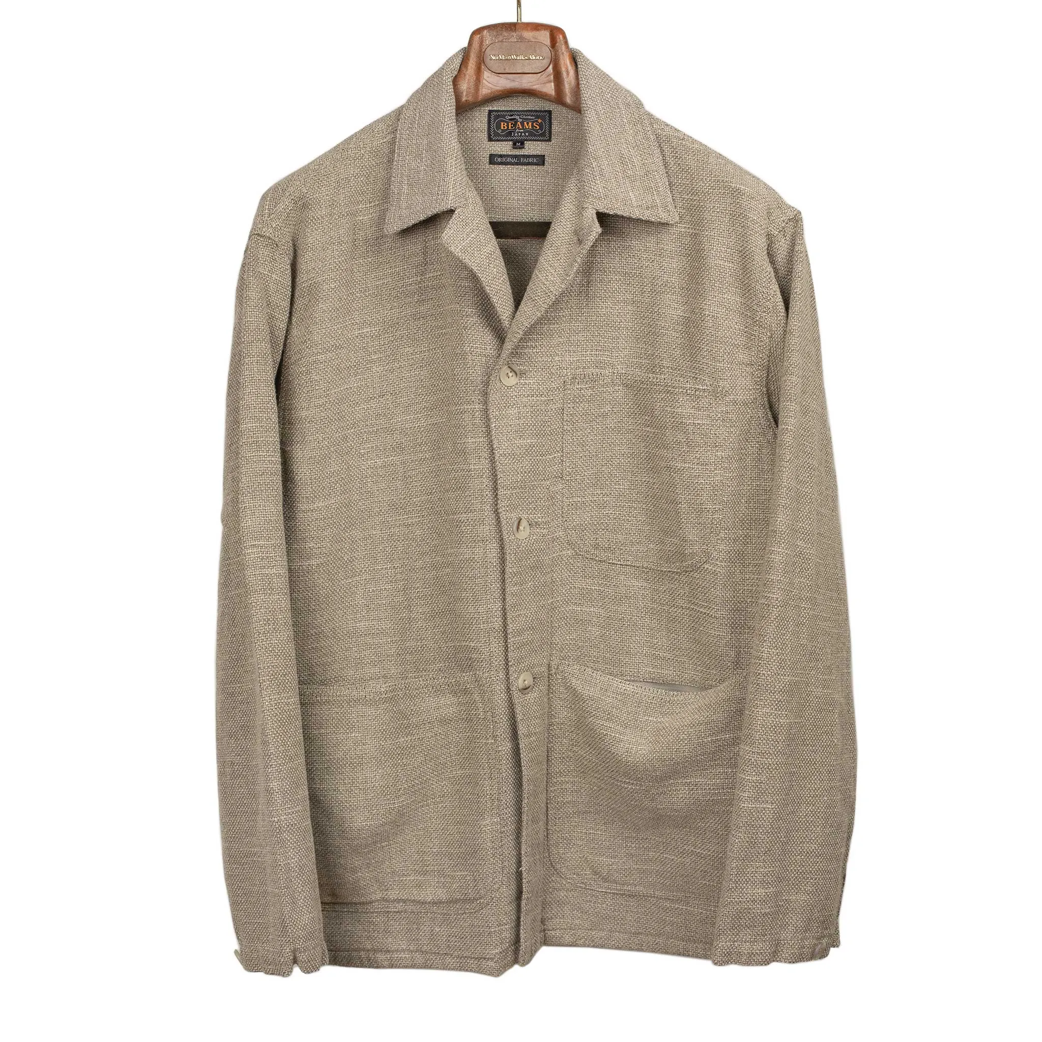 MIL chore coat in sand cotton linen canvas