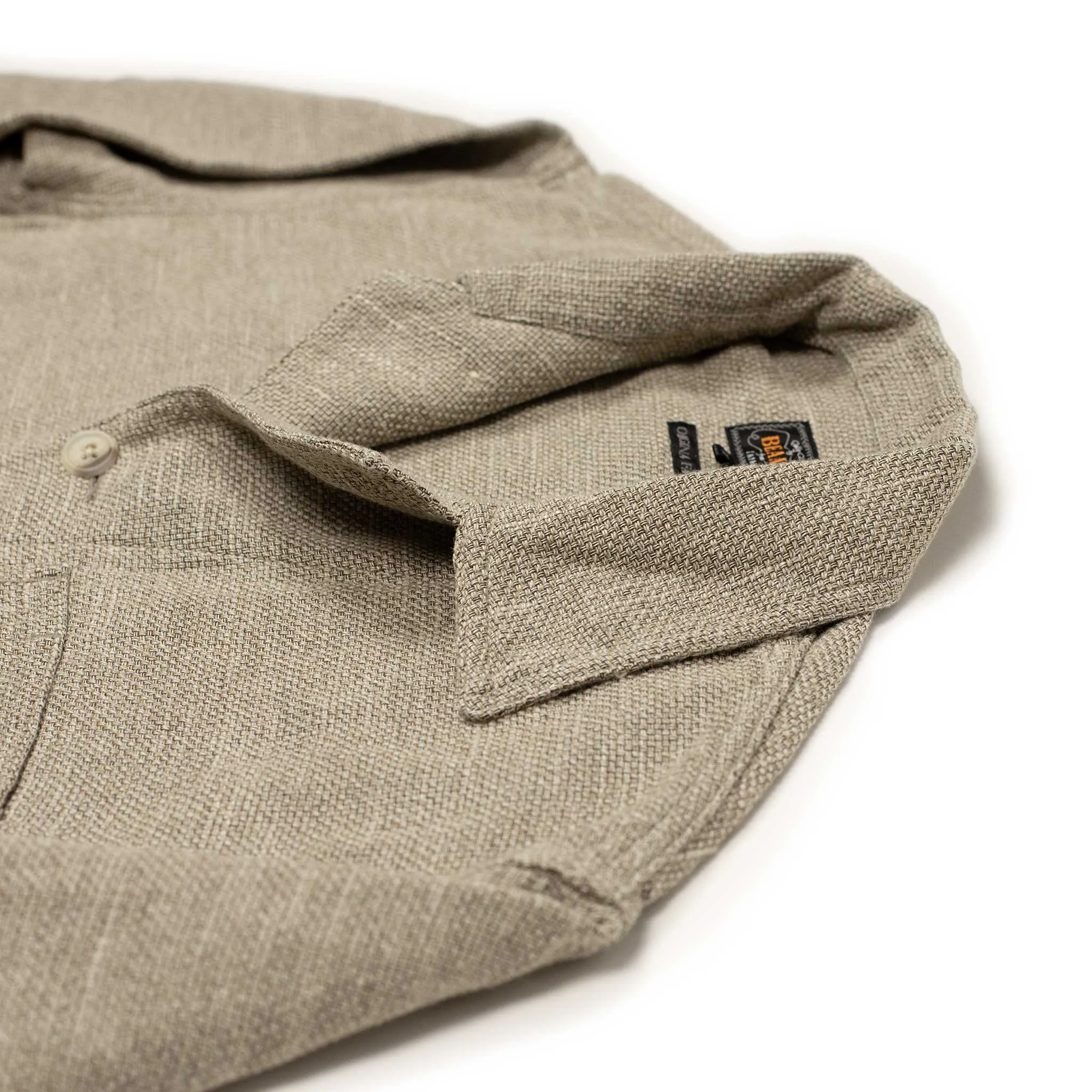 MIL chore coat in sand cotton linen canvas