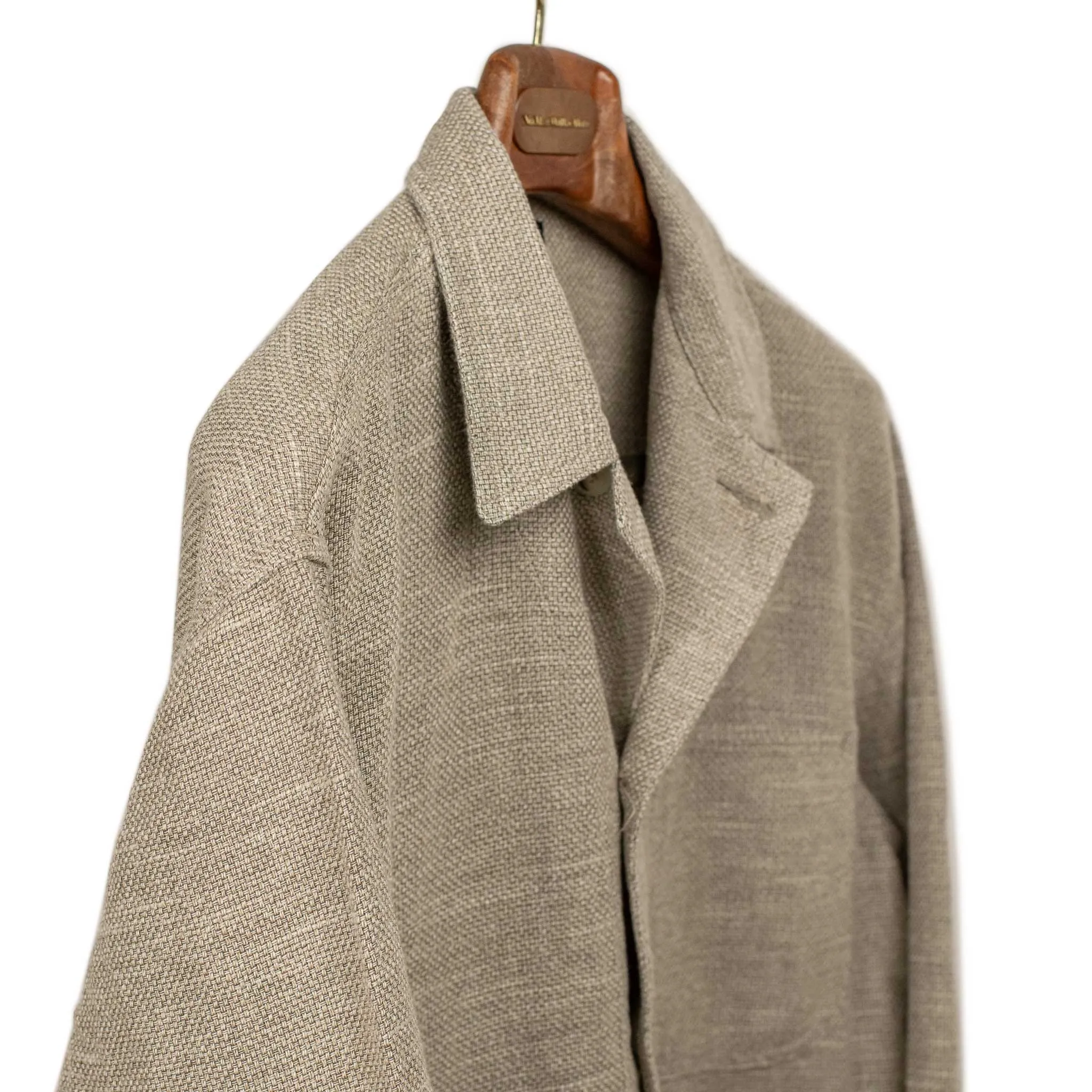 MIL chore coat in sand cotton linen canvas