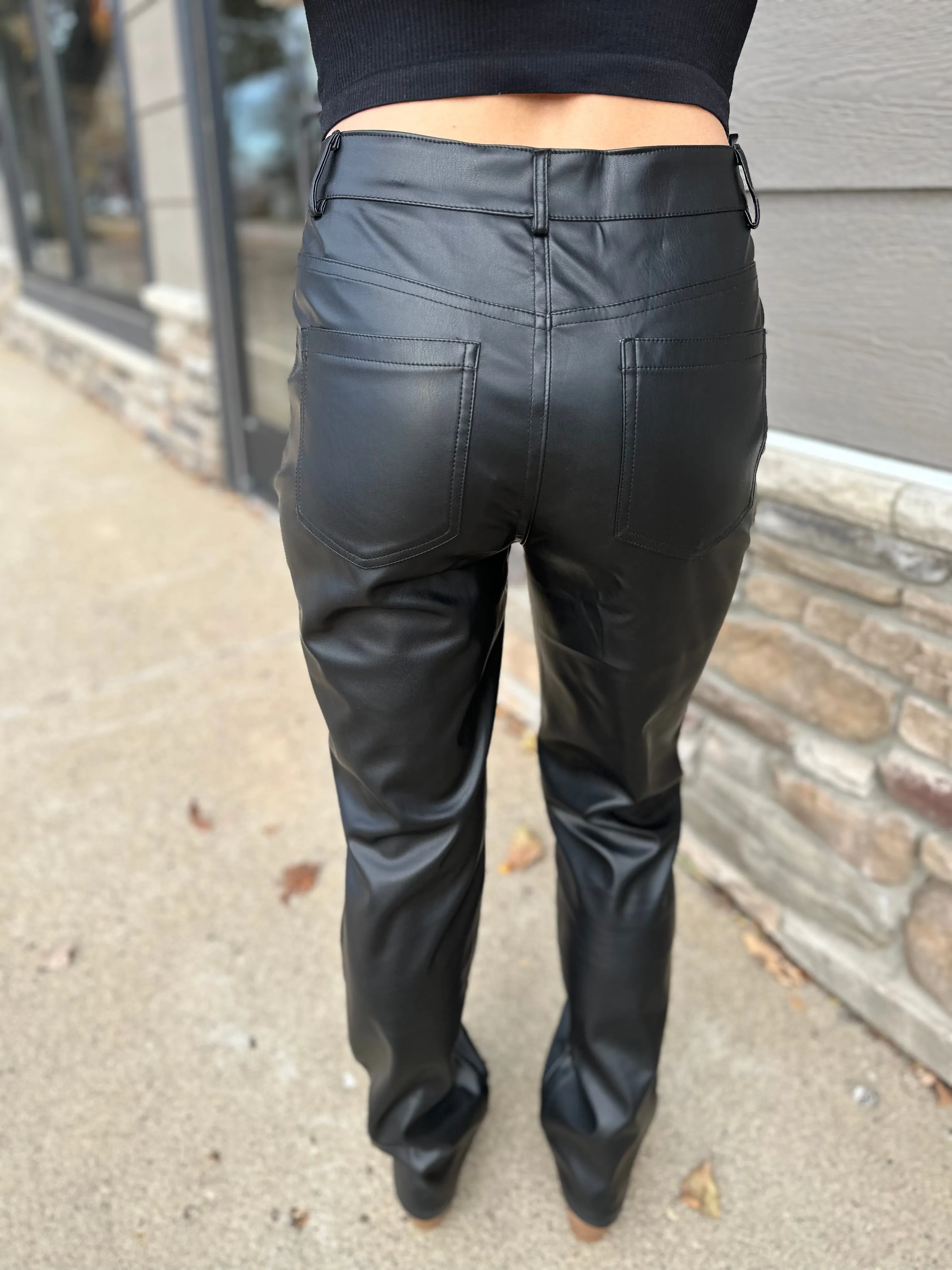 Mini Flare Faux Leather Pant (Dex)