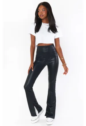 Nashville Pull On Flares-Black Faux Leather