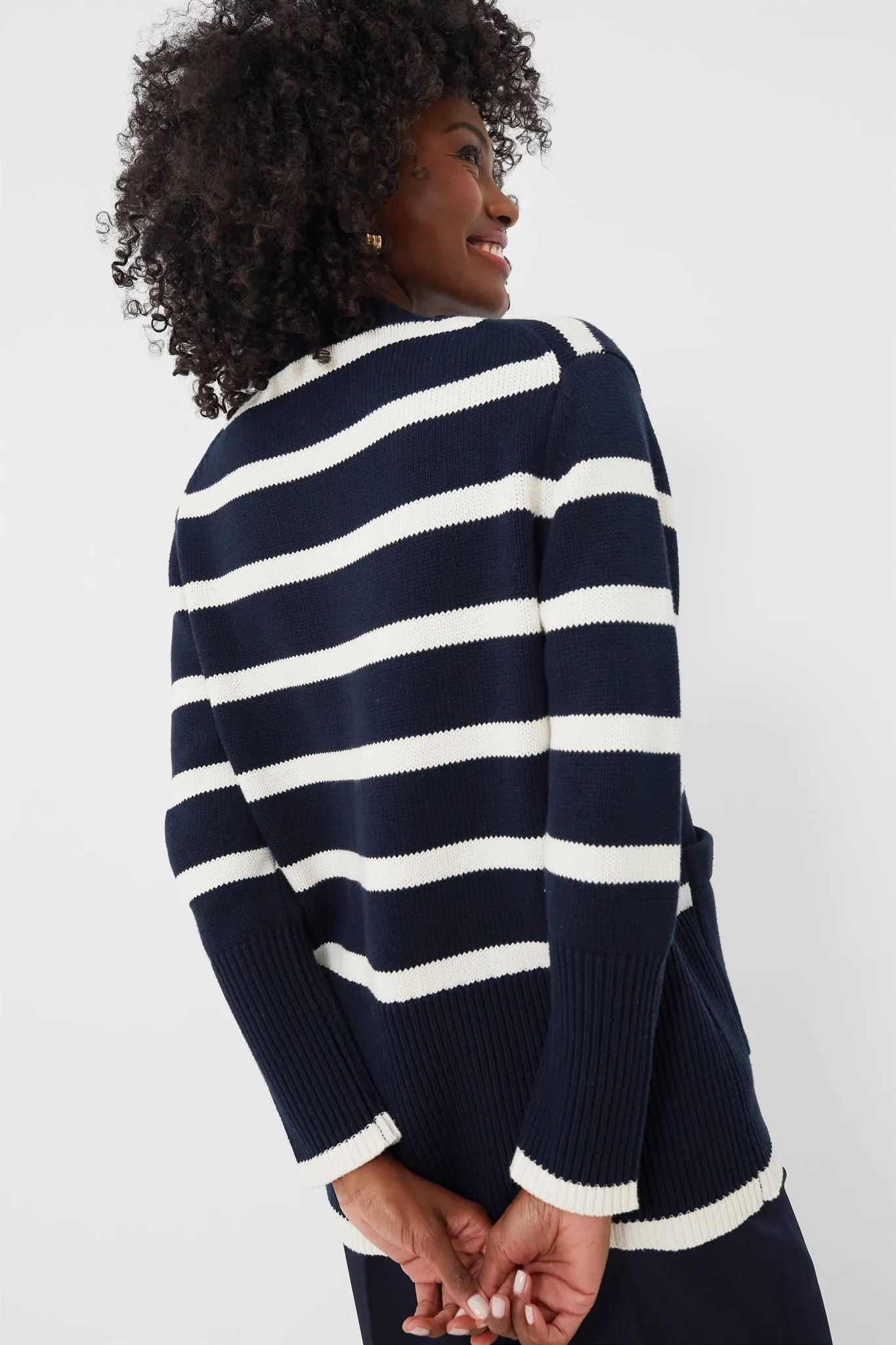 Navy and White Stripe Kerry Cardigan