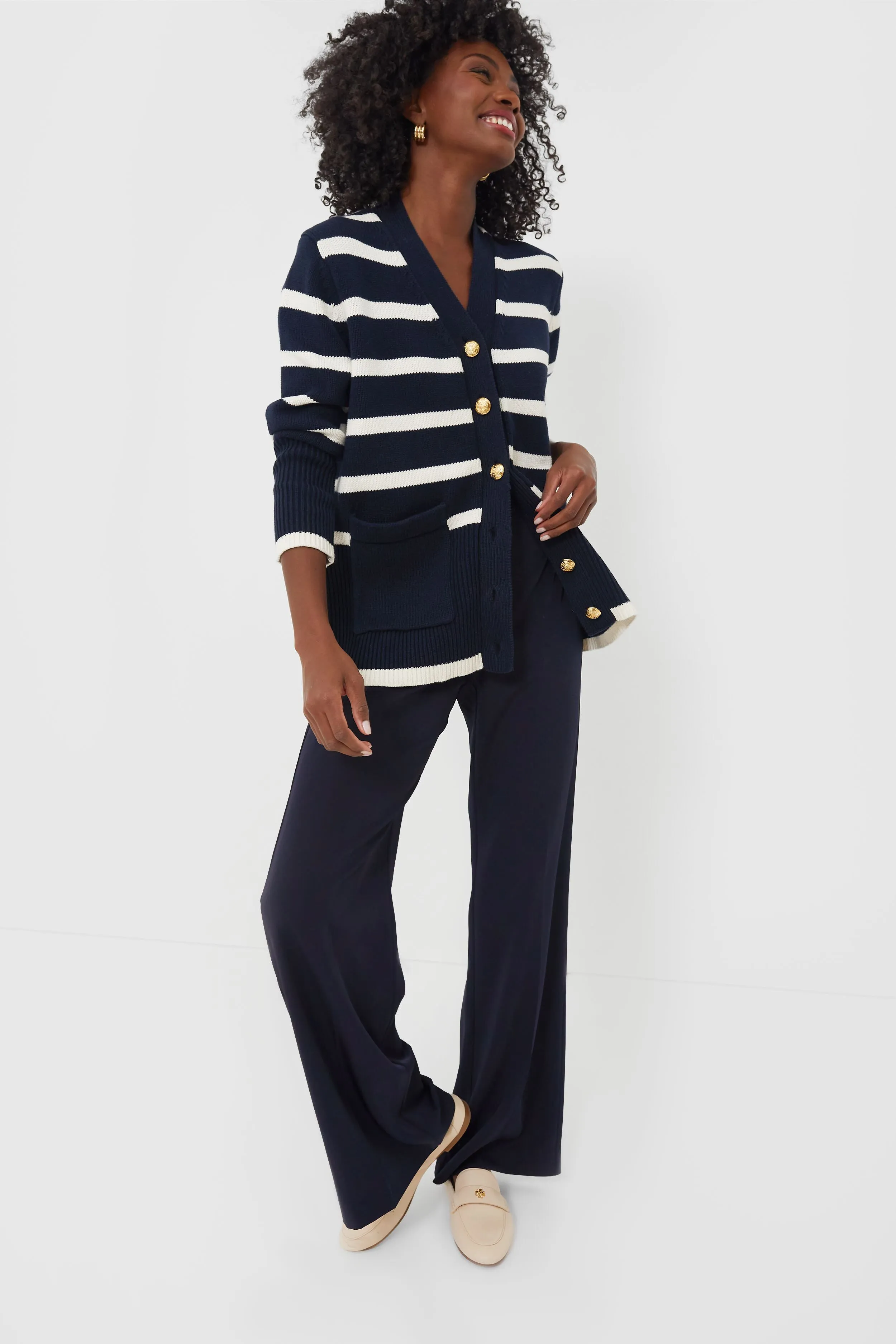 Navy and White Stripe Kerry Cardigan