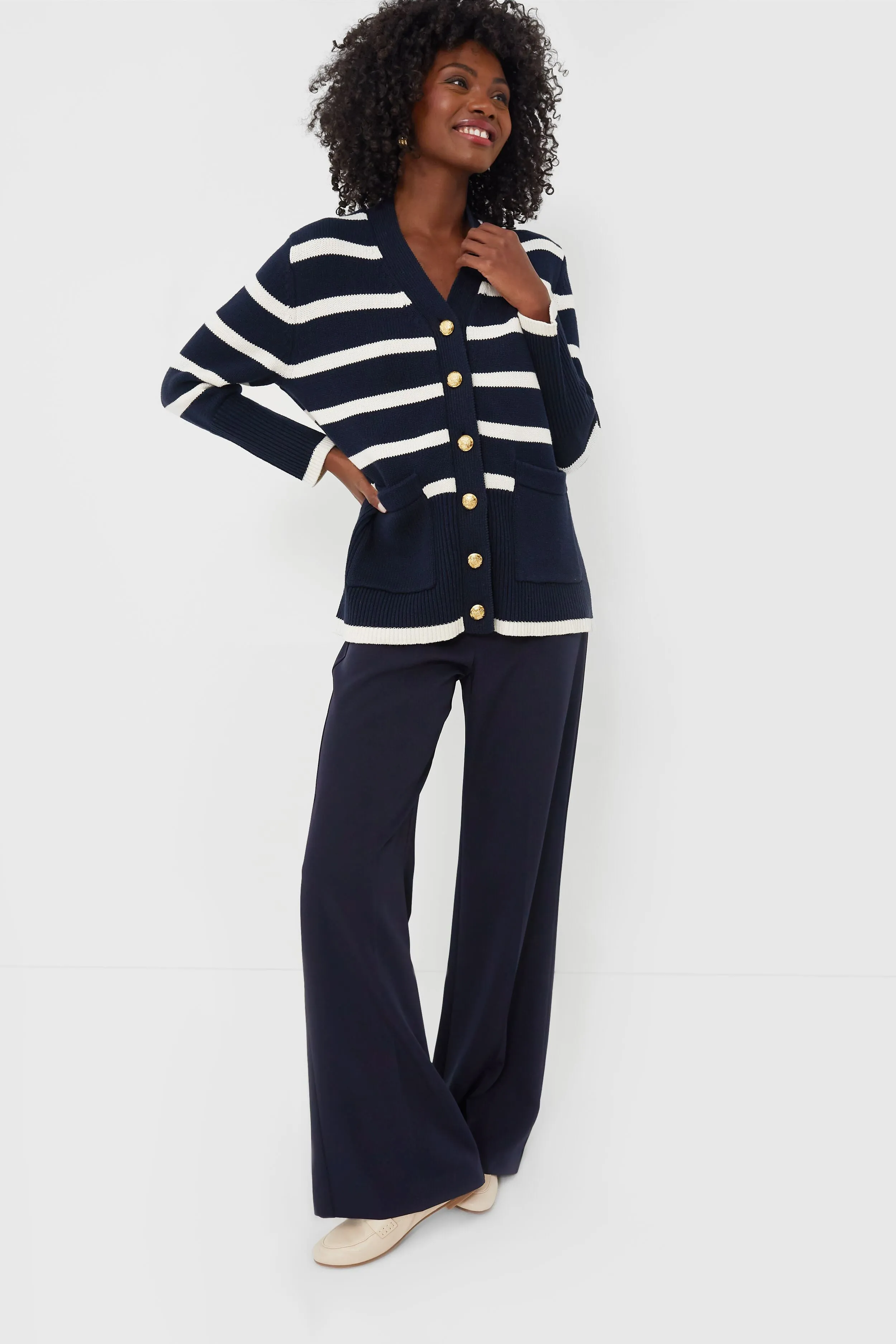 Navy and White Stripe Kerry Cardigan