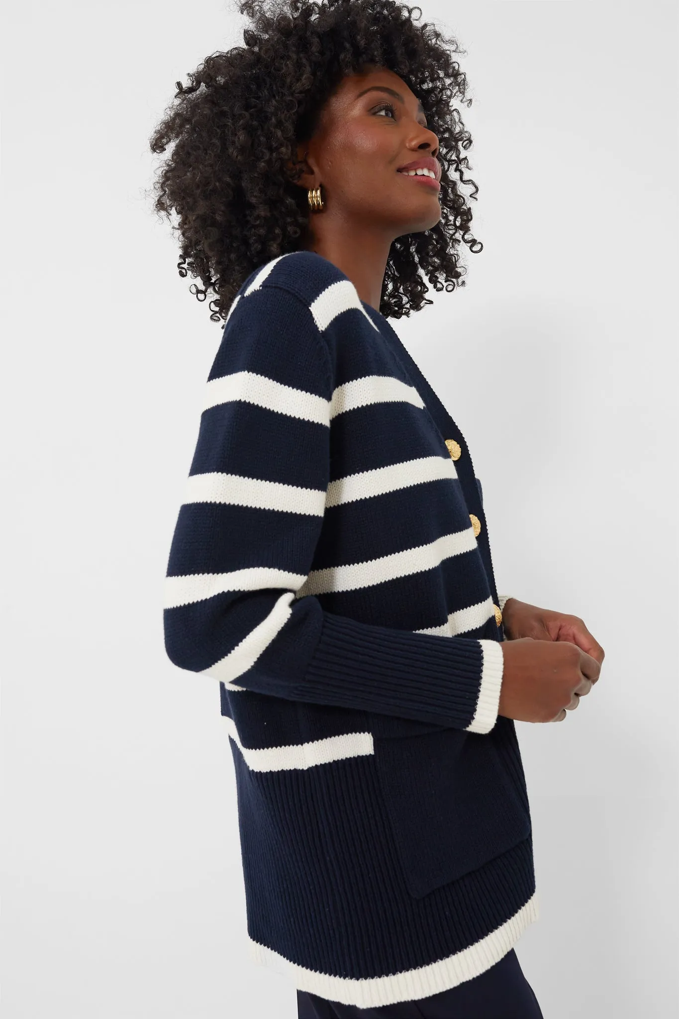 Navy and White Stripe Kerry Cardigan