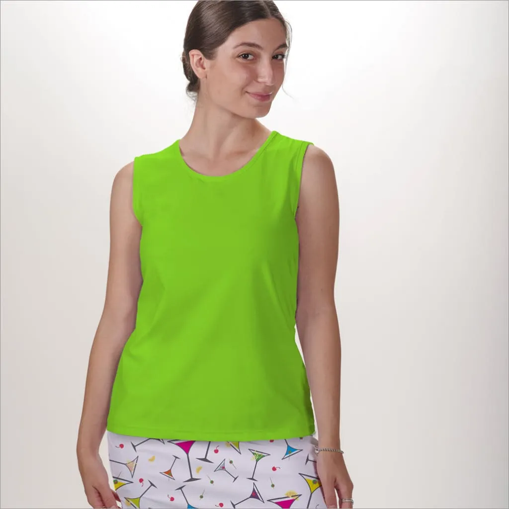 NEON GREEN SLEEVELESS CREW NECK TOP