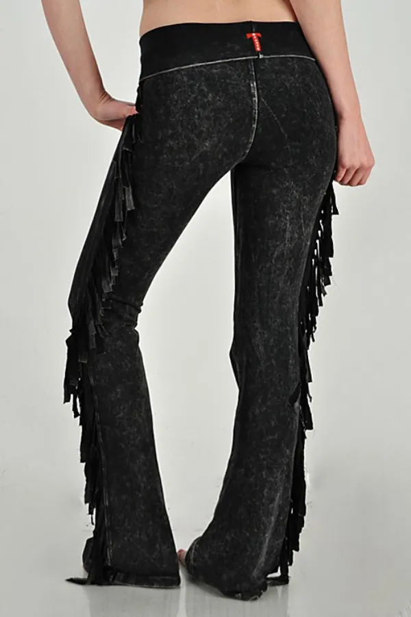 Pant- Bootcut Fringe Mineral Washed - Black