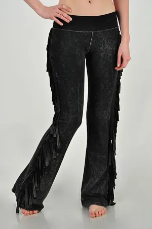 Pant- Bootcut Fringe Mineral Washed - Black