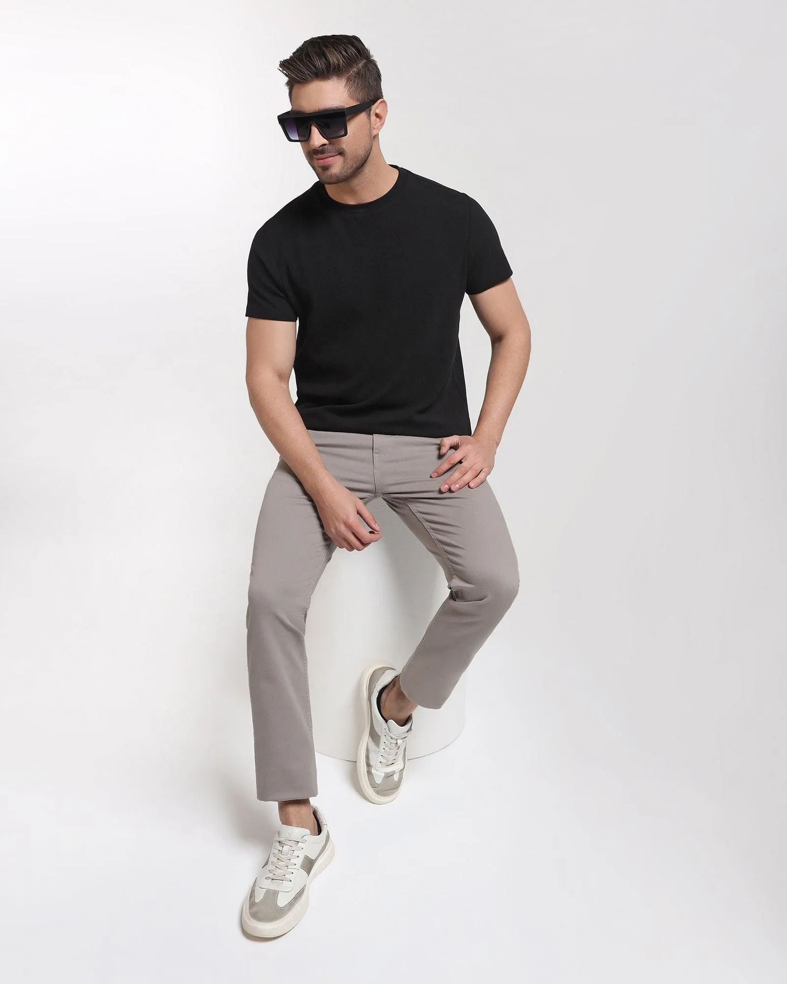 Slim Yonk Fit Grey Textured Jeans - Rene