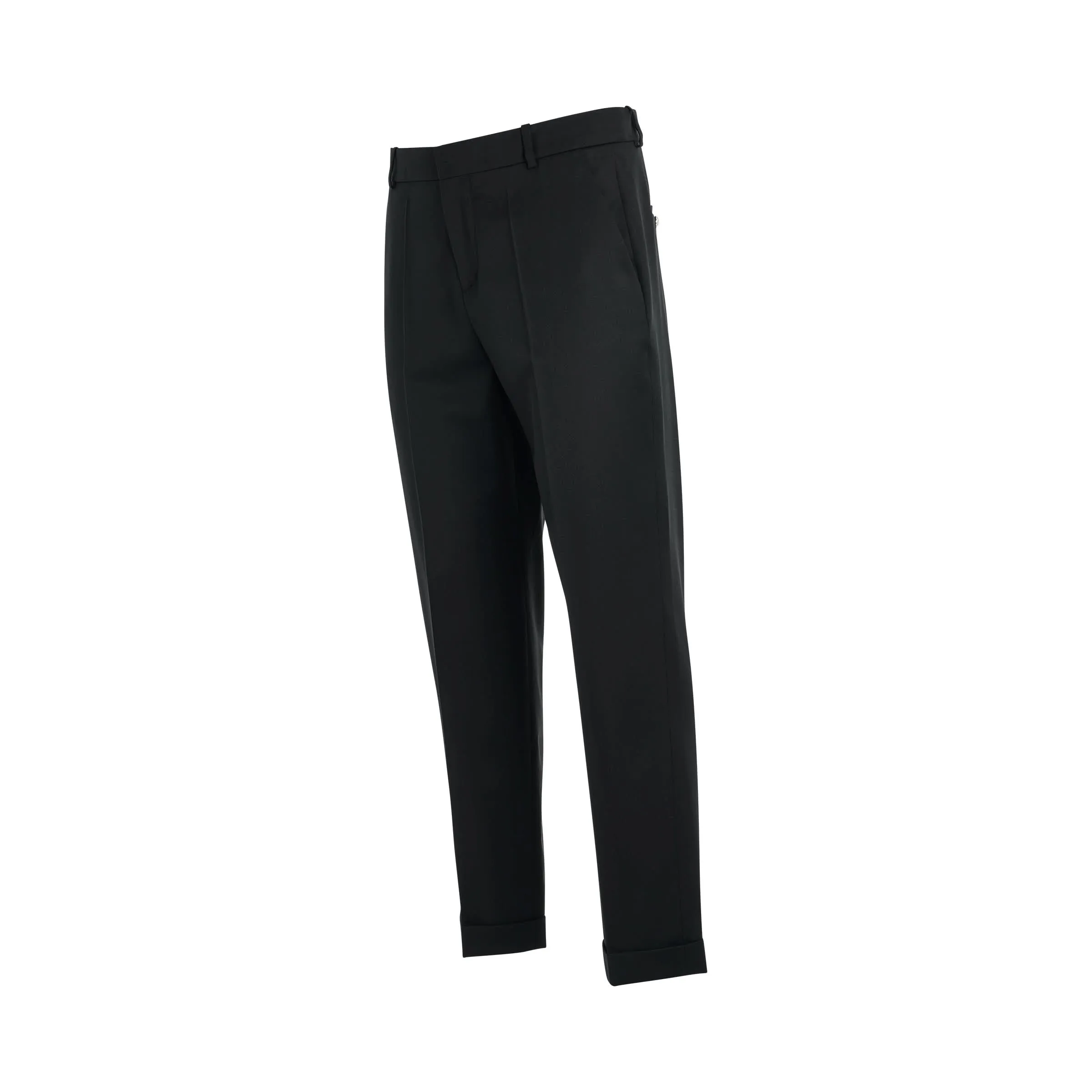 Straight Tailored Wool Pants in Black