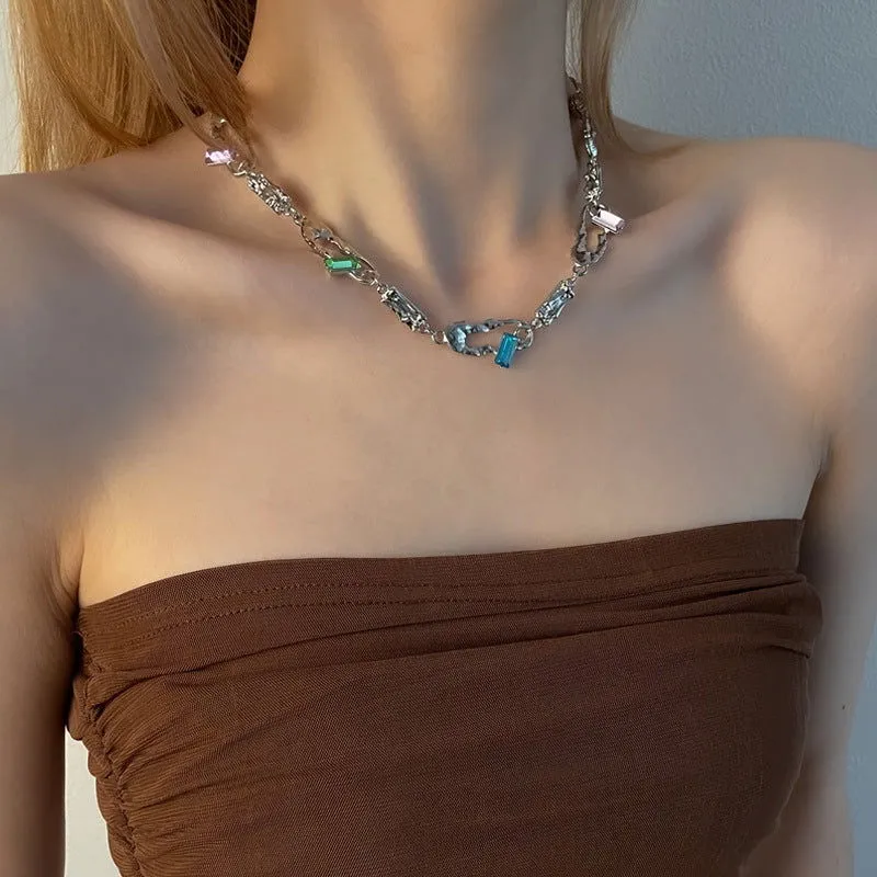 Sweet Cool Personality Crystals Clavicle Chain Necklaces