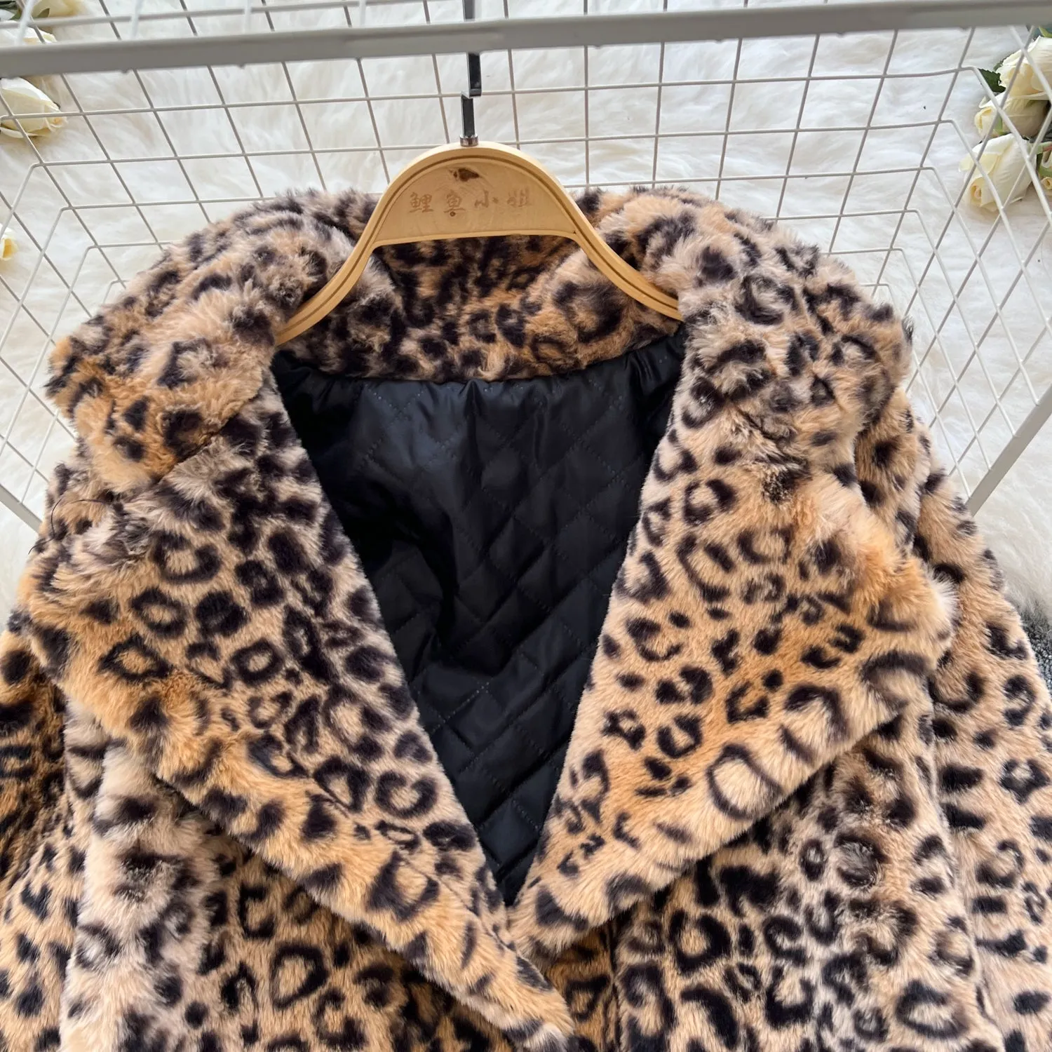 Thermal Leopard Printed Furry Coat