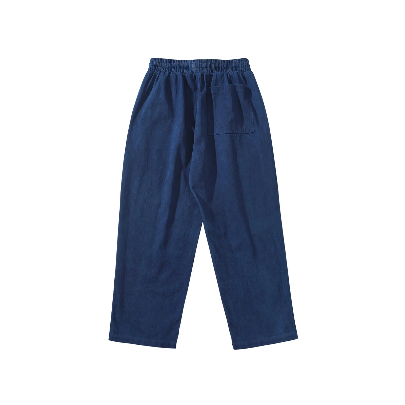 Vintage Plant-Dyed Herringbone Fabric Indigo Pants